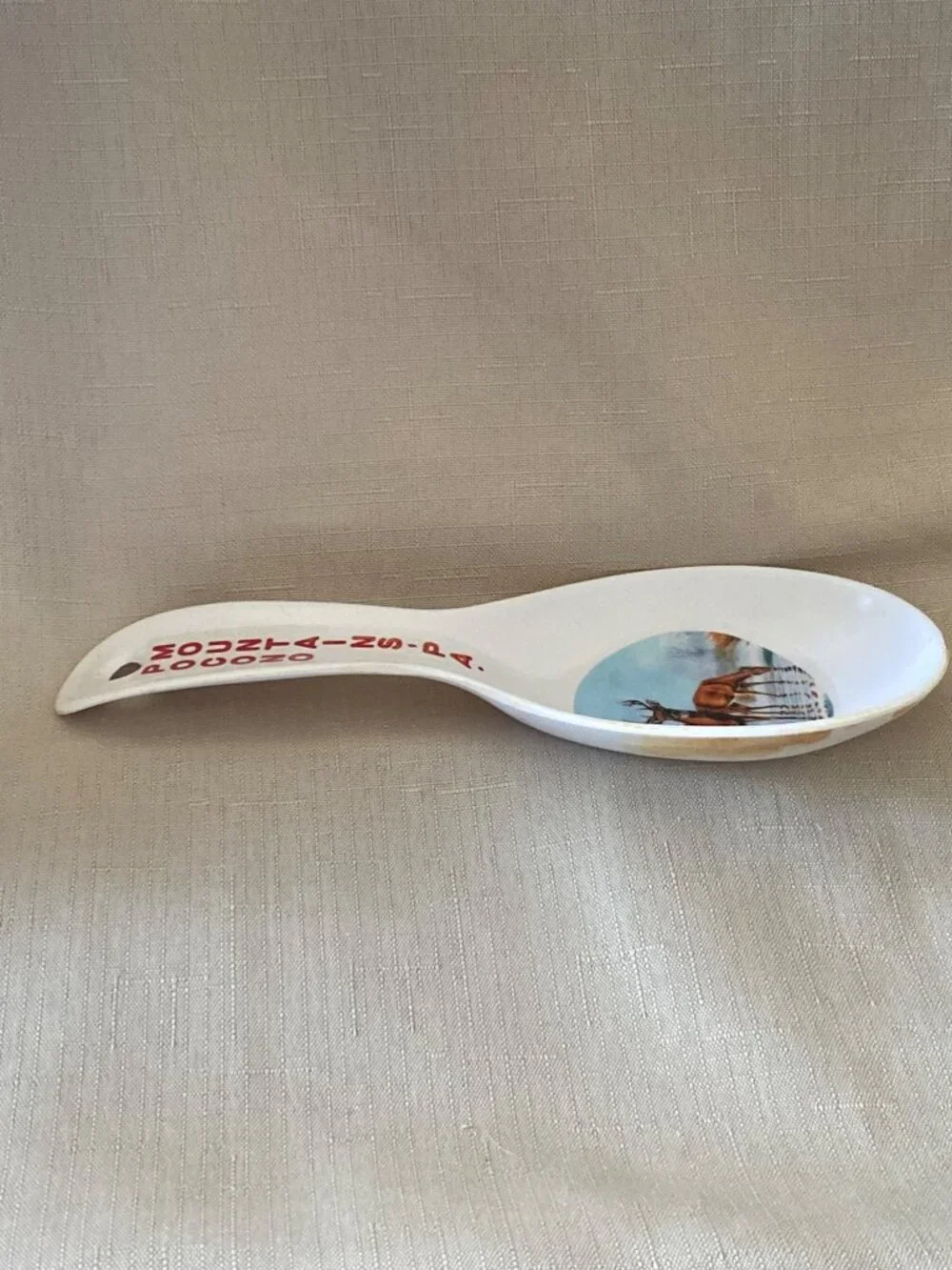 Vintage Pocono Mountains PA Spoon Rest Melamine Moose